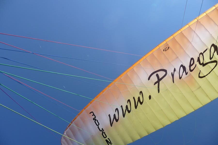View of the underside of a paraglider