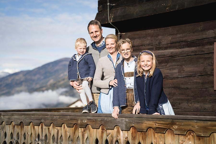 The Prägant family in a mountain hut